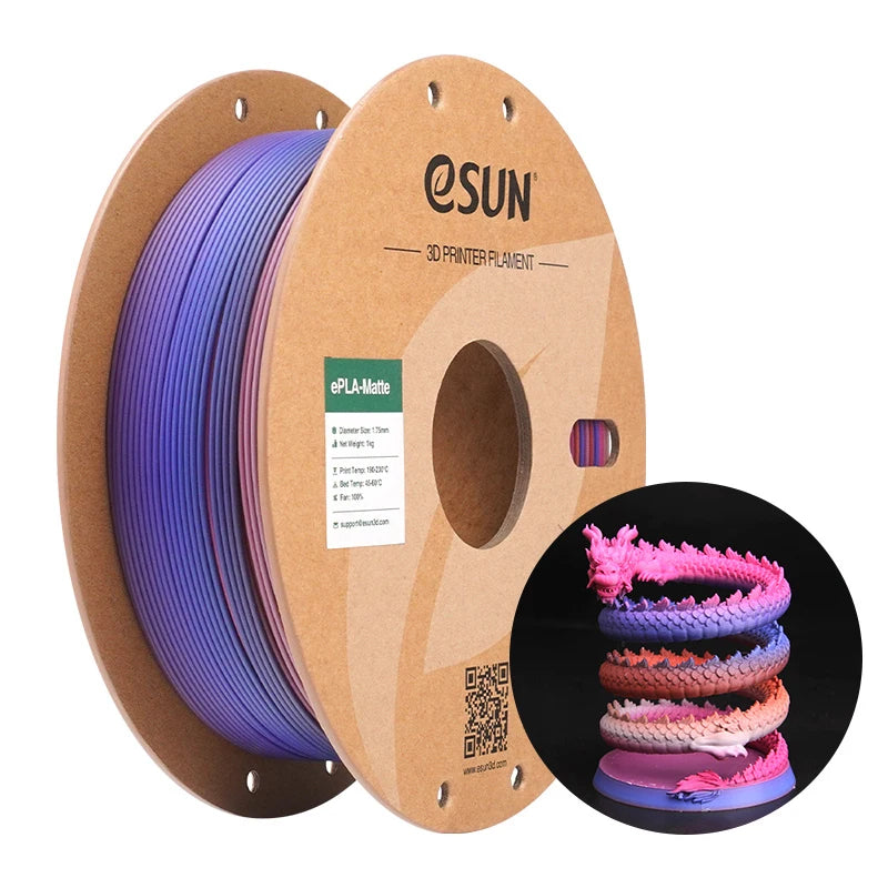 eSUN PLA 3D Printer Filament 1.75mm 1KG Rainbow Matte PLA 3D Filament For Bambu Lab Rainbow Color PLA Matte 3D Printing Material