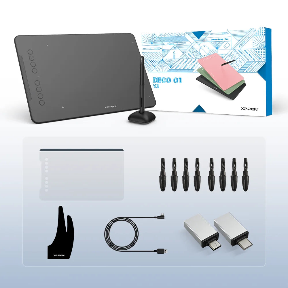 XPPen Deco 01 V3 Graphics Tablet 10*6 Inch for Web Conferencing Broadcasting Distance Learning Education Online Meeting Drawing