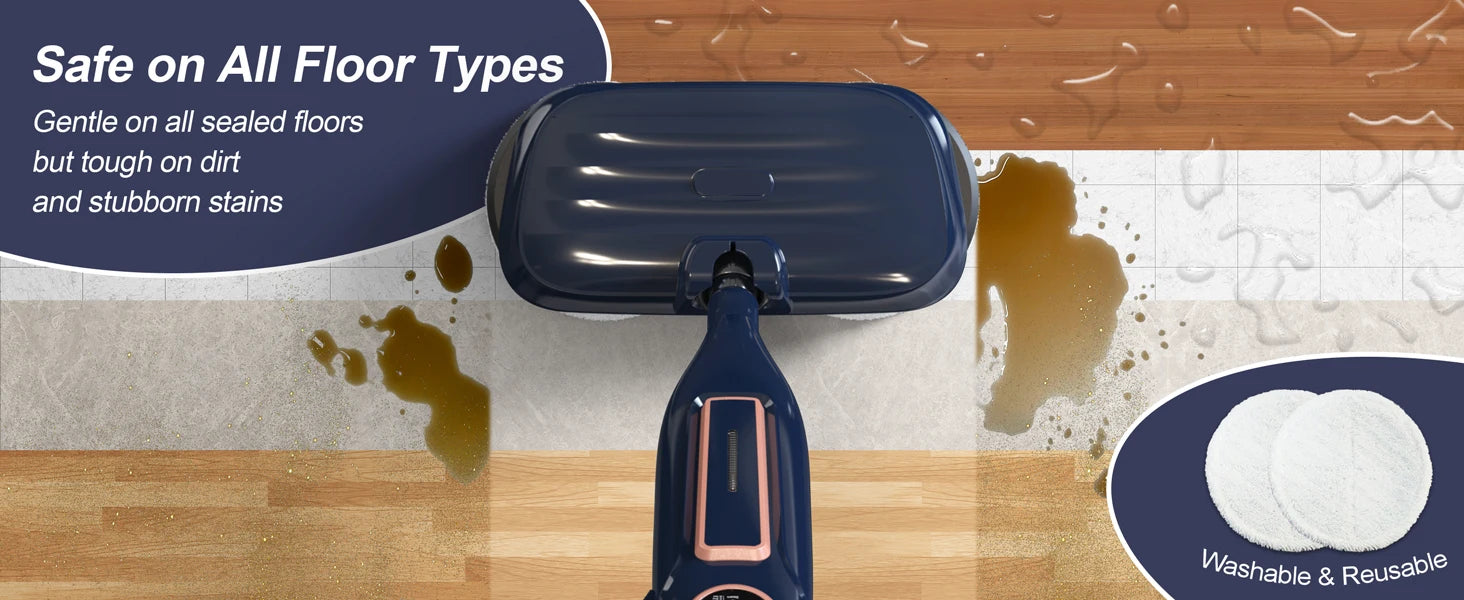 Steam Mop Cleaner with Rotating Mop Pad 10 in 1 Lightweight Spin Mop 1300W Powerful Floor Steamer for Home Hardwood Laminate VM6