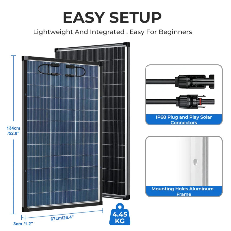 AeternaSol 400W/200W Watt 25% High-Efficiency PV Power for Home Rooftop 18B N-Type Solar Panel 12V Monocrystalline Solar Panel 18BB Cells High Efficiency Module RV Marine Boat Caravan Off Grid Monocrystalline Solar Panels Cha