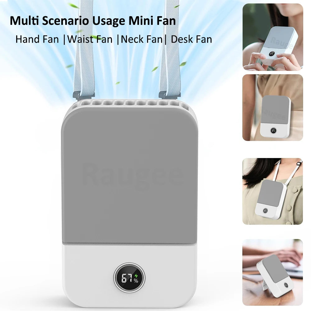 Portable Waist Fan Mini Waist Clip Fan Portable Hanging Neck Fan USB Rechargeable Wearable Waist Belt Fan for Outdoor Camping