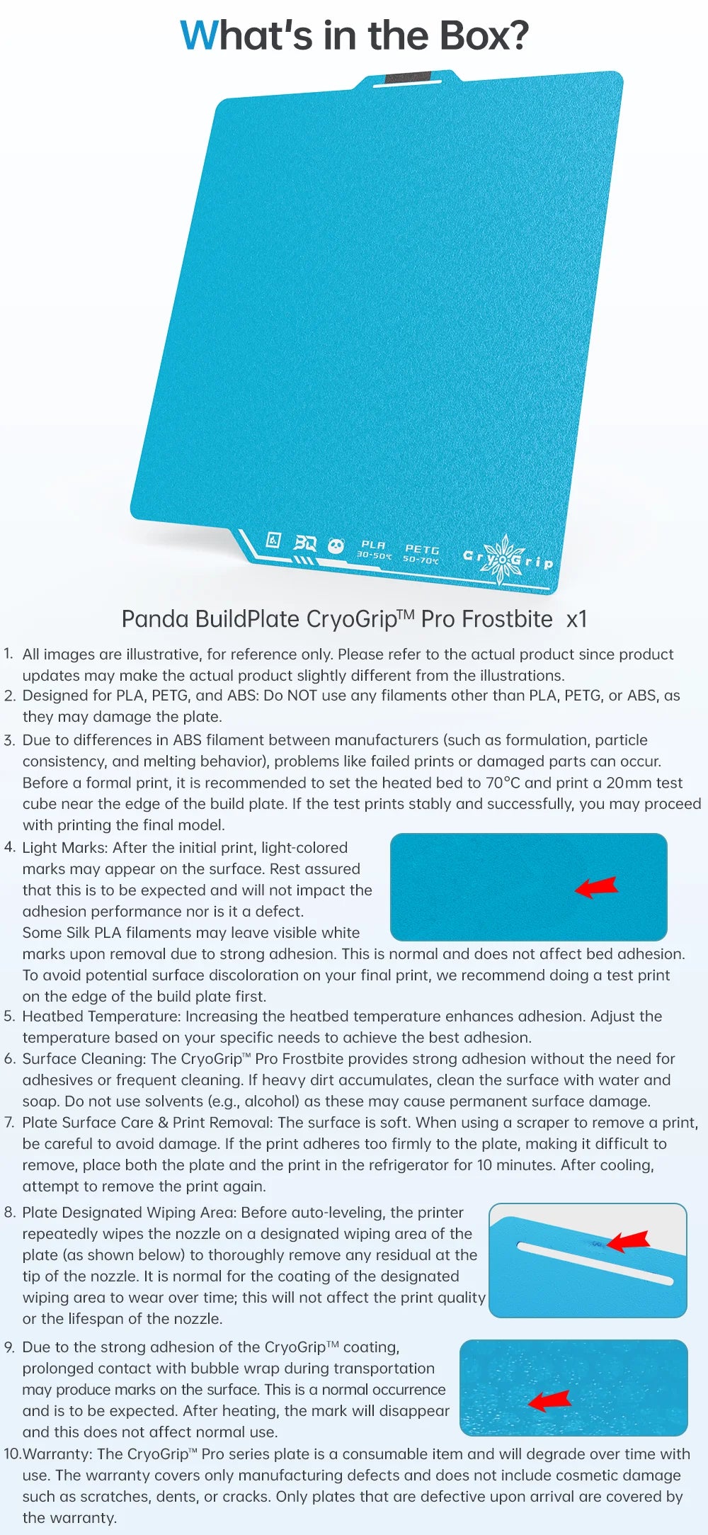 BIQU Panda Build Plate CryoGrip Coating No Clog 256x256mm Spring Steel Double-sided Textured for BambuLab P1 X1 X2D 3D Printer
