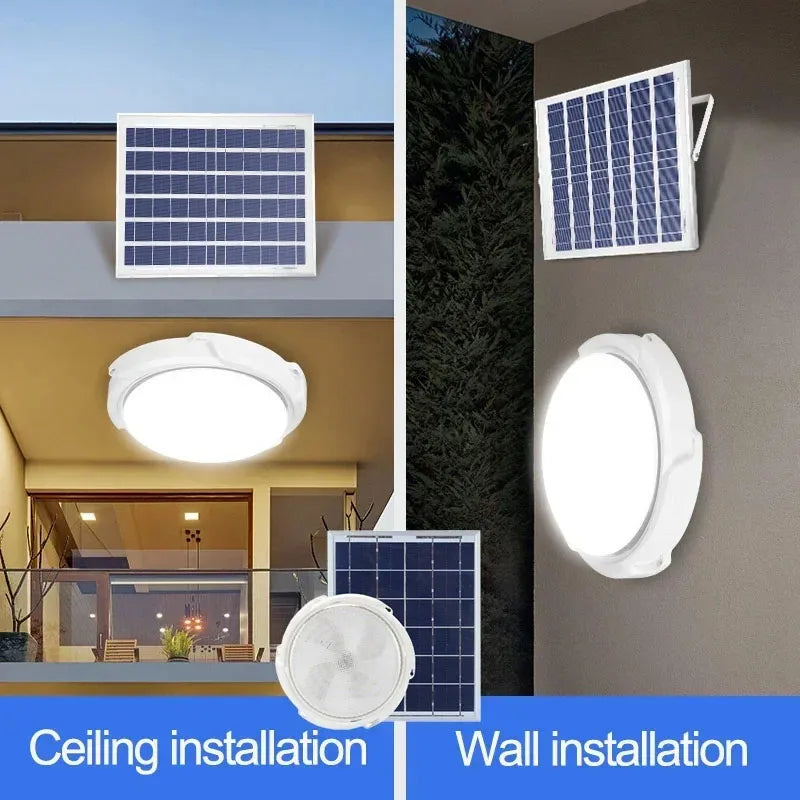 LED Solar Ceiling Light 3 Color Waterproof Solar Lamp With Remote Control Indoor Home Top Ceiling Lights Outdoor Garden Lighting
