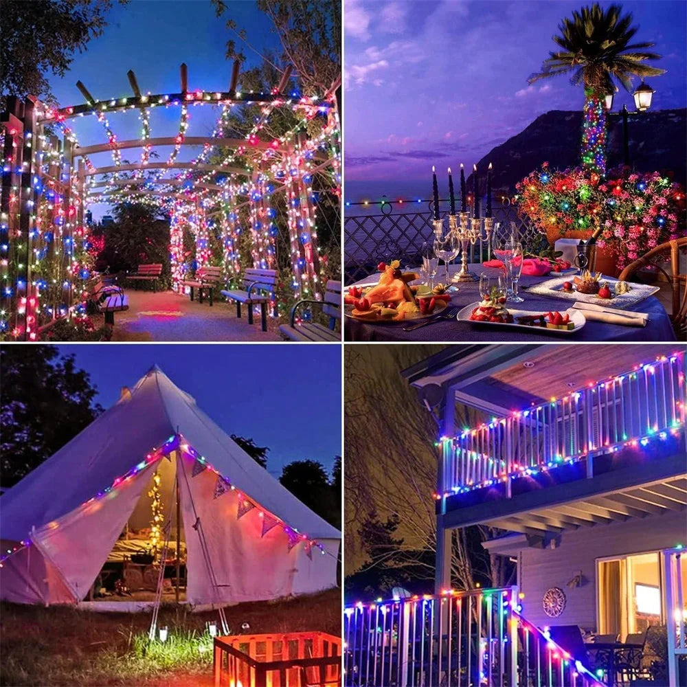 1PC 7M/12M/22M/32M Copper Wire Fairy Light String,Solar-powered,8 Lighting Modes,Used for Wedding,Indoor,Festival,Bedroom,Party