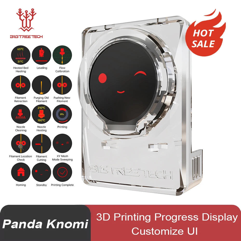 BIGTREETECH Panda Knomi 3D Printing Progress Display for BambuLab A1 X1 P1 Printer Status Real-time Updates Customize UI OTA UPD