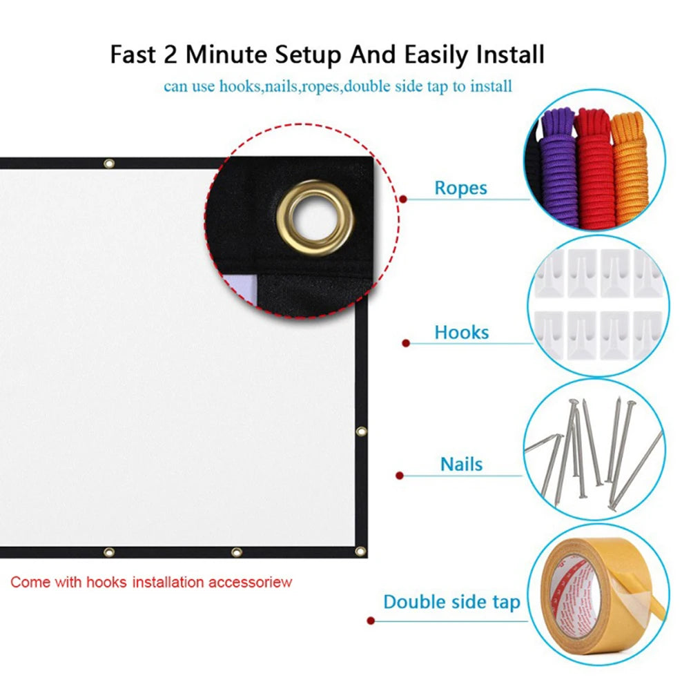 60 72 84 100 120 150 inch Projector Curtain 16:9 Home Office KTV Display Screen
