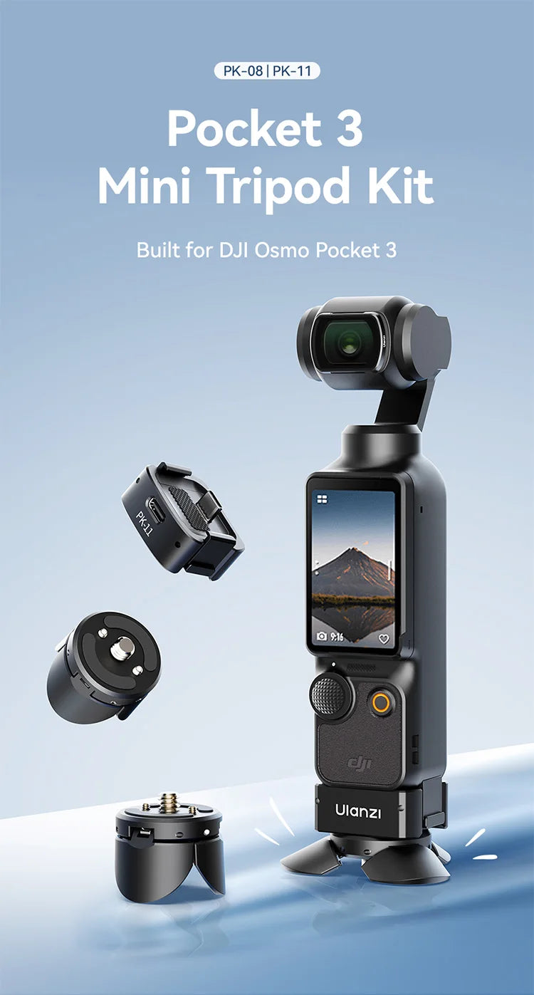 Ulanzi PK-08 PK-11 Mini Tripod Charging Base for DJI Osmo Pocket3  3 4 4P Type-C Port Kit Arri Locating Base Action Camera Tool