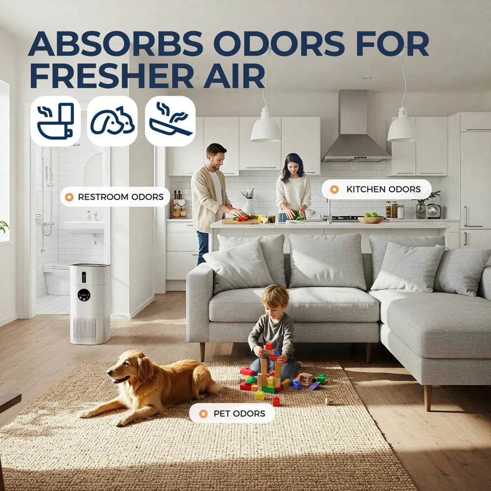 2-in-1 Air Purifier with Humidifier Combo for Home Allergies and Pets Hair, Smokers in Bedroom, H13 True HEPA Filter