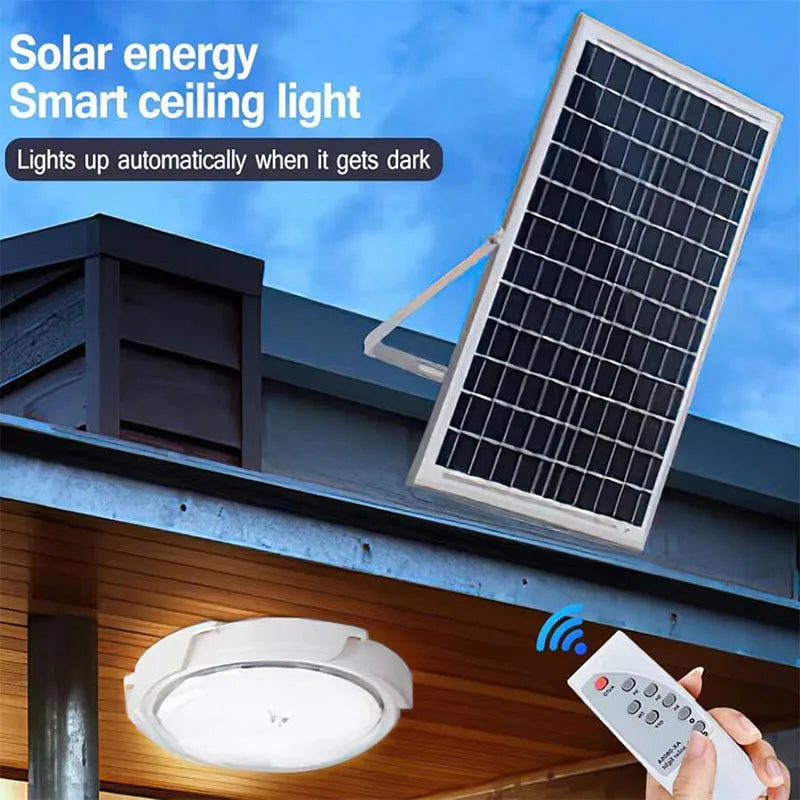 LED Solar Ceiling Light 3 Color Waterproof Solar Lamp With Remote Control Indoor Home Top Ceiling Lights Outdoor Garden Lighting