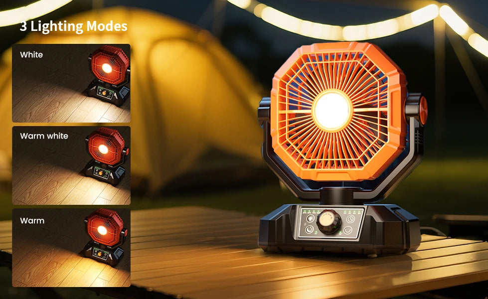 20000mAh Camping Fan with LED Lantern 8 Speed Desk Fan with Remote Portable Outdoor Fan with Hook for Tent Power Outages Jobsite