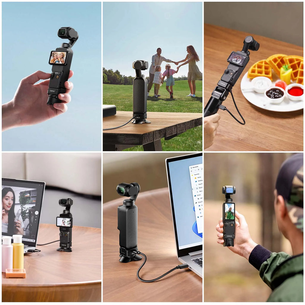 Ulanzi PK-08 PK-11 Mini Tripod Charging Base for DJI Osmo Pocket3  3 4 4P Type-C Port Kit Arri Locating Base Action Camera Tool