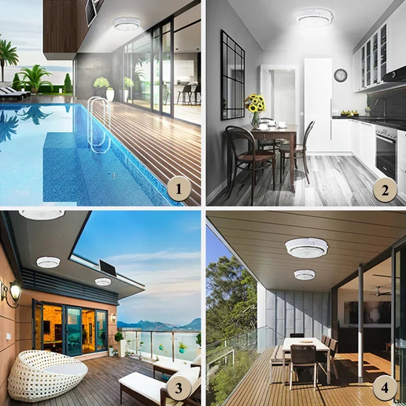 LED Solar Ceiling Light 3 Color Waterproof Solar Lamp With Remote Control Indoor Home Top Ceiling Lights Outdoor Garden Lighting
