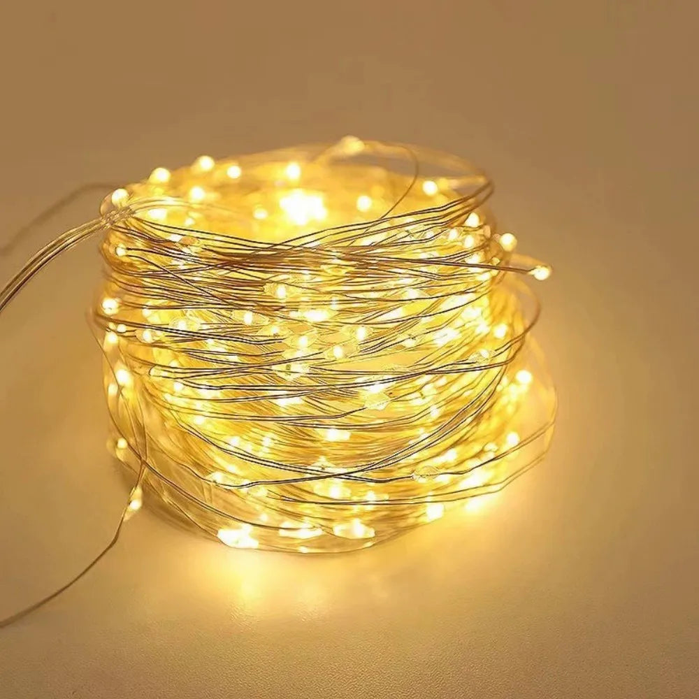 1PC 7M/12M/22M/32M Copper Wire Fairy Light String,Solar-powered,8 Lighting Modes,Used for Wedding,Indoor,Festival,Bedroom,Party