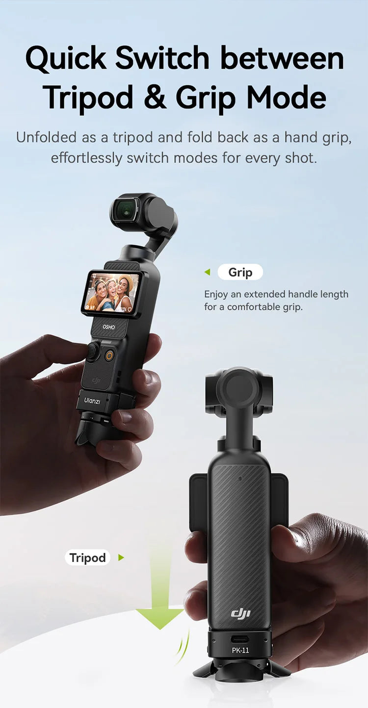 Ulanzi PK-08 PK-11 Mini Tripod Charging Base for DJI Osmo Pocket3  3 4 4P Type-C Port Kit Arri Locating Base Action Camera Tool