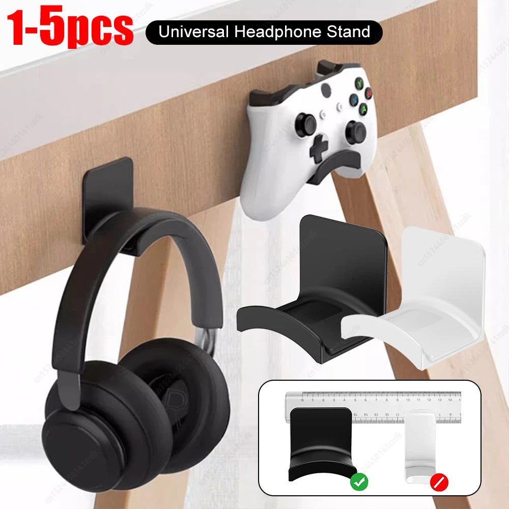 1-5PCS Universal Headphone Stand Adhensive Plastic Wall Mount Hanger Under Desk Headset Rack Holder Support for Gaming Earphone