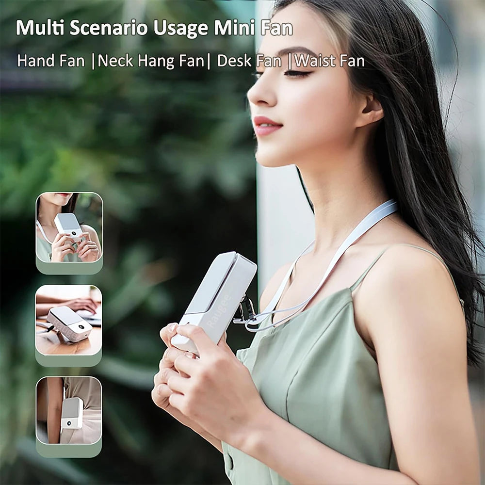 Portable Waist Fan Mini Waist Clip Fan Portable Hanging Neck Fan USB Rechargeable Wearable Waist Belt Fan for Outdoor Camping