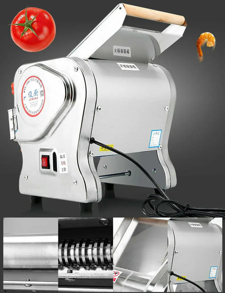 550W Electric Pasta Maker Noodle Machine Dumpling Skin Roller Steel  Full Stainless Steel Dual Knife Noodle Maker For Commercial