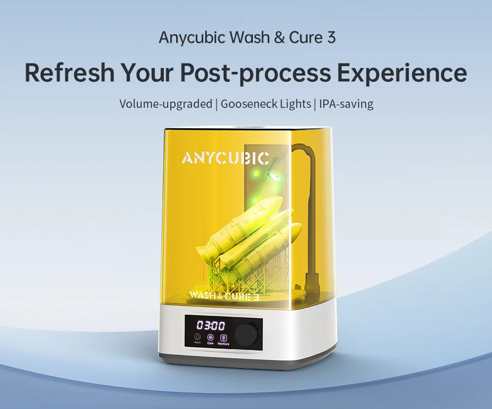 ANYCUBIC Wash & Cure 3 AE Version For Mars Photon Mono 4 LCD SLA DLP 3D Printer Models Curing Resin Cleaning Machine 2 in 1