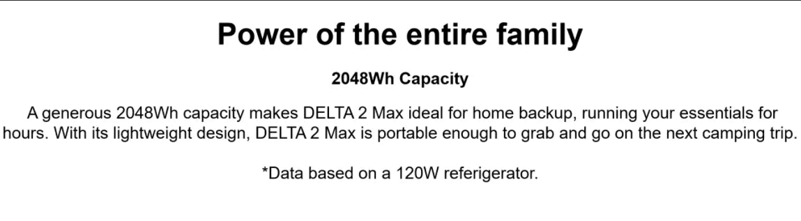 Ecoflow DELTA 2 MAX 2048Wh 2400W Portable Power Station Solar Generator for Home Backup Emergency for  Camping Hiking Lighting