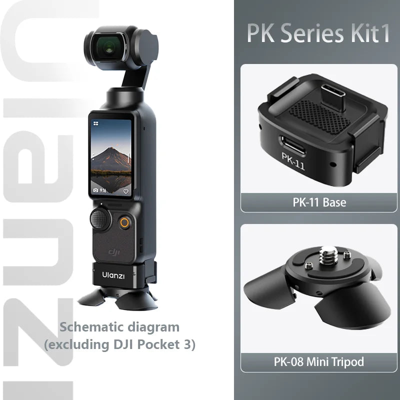 Ulanzi PK-08 PK-11 Mini Tripod Charging Base for DJI Osmo Pocket3  3 4 4P Type-C Port Kit Arri Locating Base Action Camera Tool