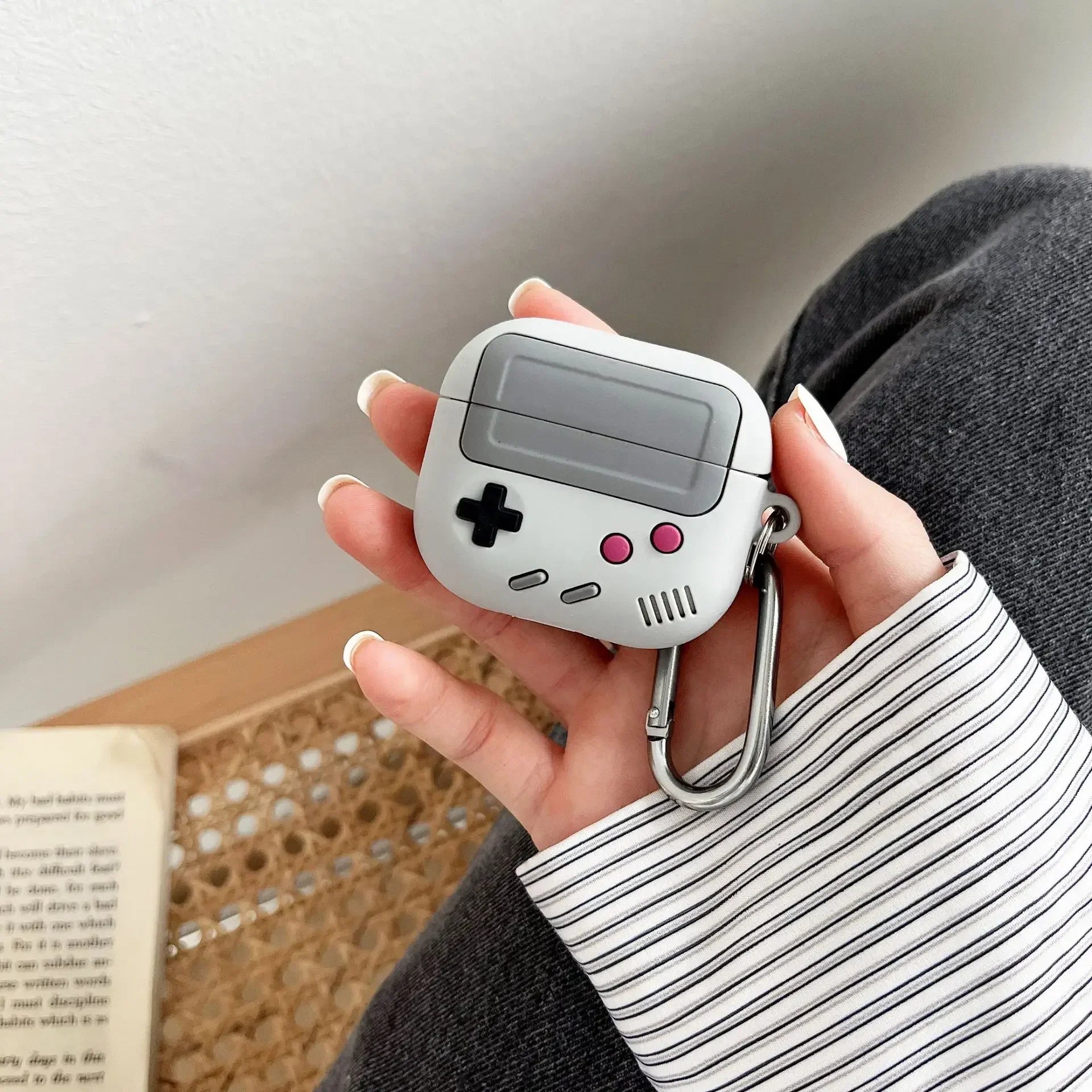 Fashion Retro Game Earphone Case for Airpods 1 2 Pro 3D Gameboy Silicone Headphone Cover For Airpods Pro2 Air pods 3 With Hook