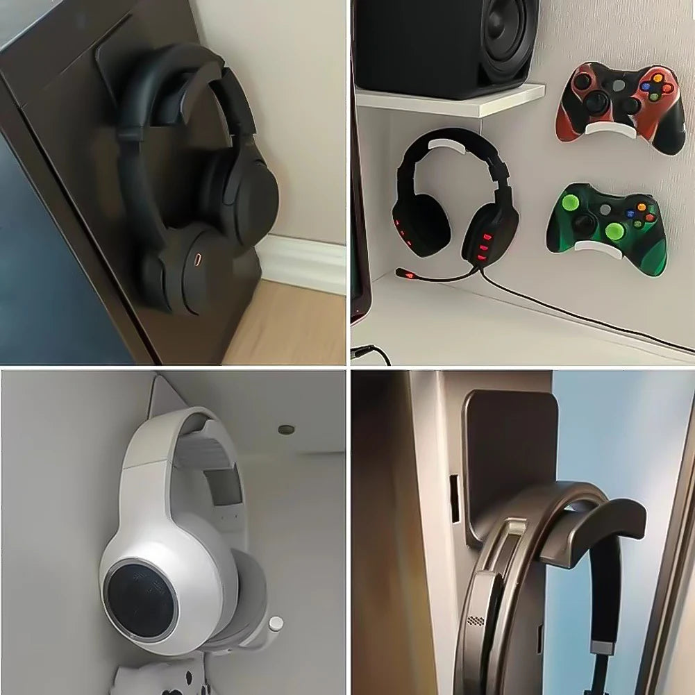 1-5PCS Universal Headphone Stand Adhensive Plastic Wall Mount Hanger Under Desk Headset Rack Holder Support for Gaming Earphone