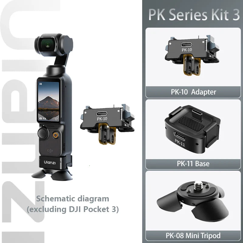 Ulanzi PK-08 PK-11 Mini Tripod Charging Base for DJI Osmo Pocket3  3 4 4P Type-C Port Kit Arri Locating Base Action Camera Tool