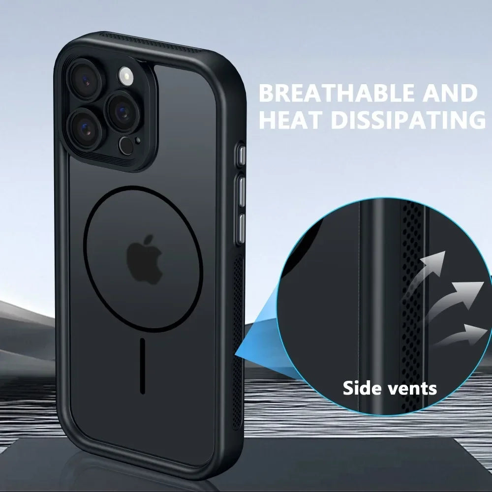 Trendy 2 in 1 Skin Feel Case for iPhone 17 Air 16 15 14 12 13 Pro Max For MagSafe Wireless Charging Shockproof Protection Funda