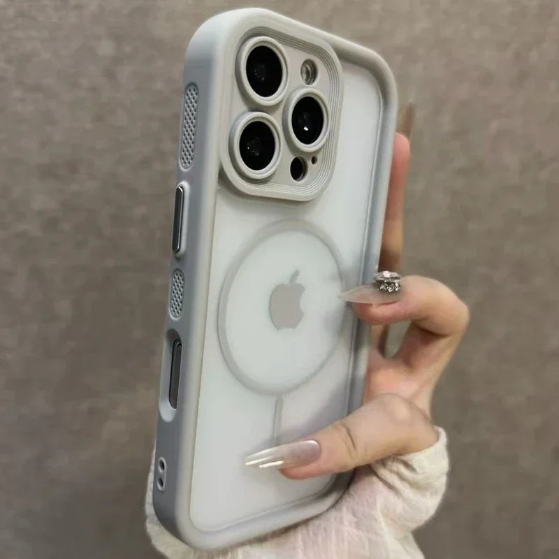 Trendy 2 in 1 Skin Feel Case for iPhone 17 Air 16 15 14 12 13 Pro Max For MagSafe Wireless Charging Shockproof Protection Funda