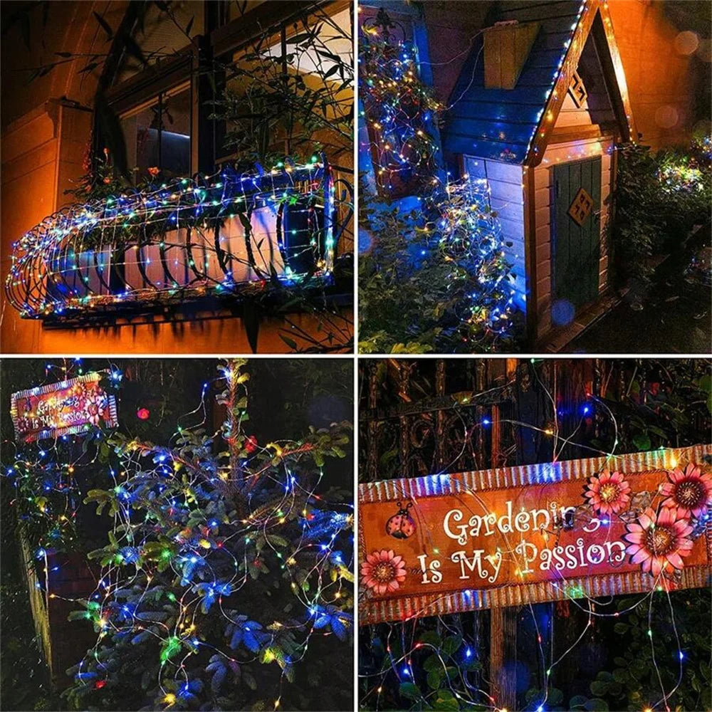 1PC 7M/12M/22M/32M Copper Wire Fairy Light String,Solar-powered,8 Lighting Modes,Used for Wedding,Indoor,Festival,Bedroom,Party