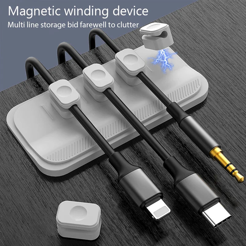 Multipurpose Magnetic Organizer Desktop Cable Clip Mouse Wire Protector Cord Winder Self-Adhesive Fixed USB Charging Line Holder