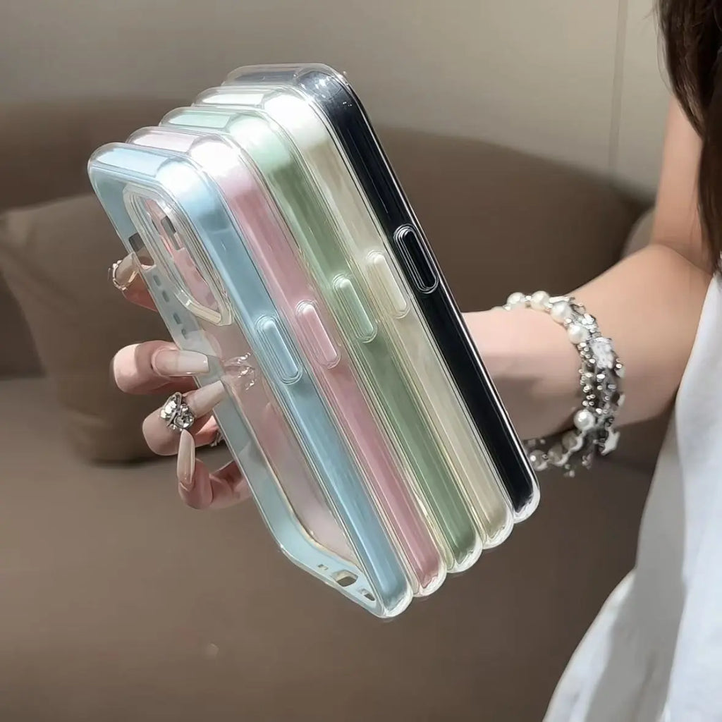 Luxury Candy Color Frame Clear Back Phone Case For iPhone 17 16 15 14 13 12 Pro Max 11 16PLUS 17 Acrylic Shockproof Bumper 2030