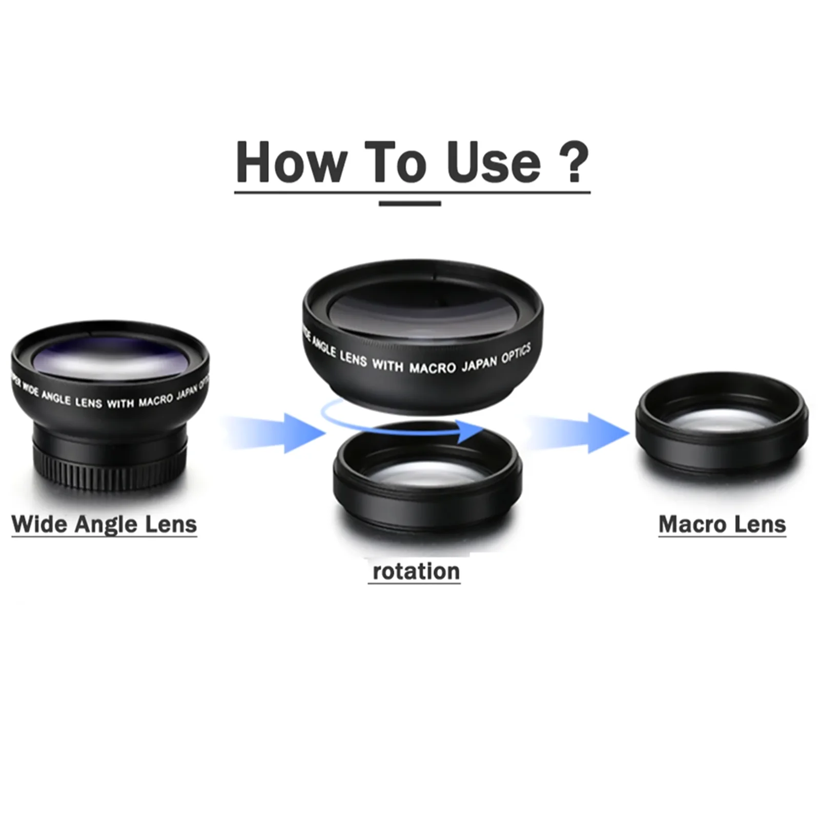 2-In-1 Mobile Phone Lens 0.45X Wide Angle Lens 10X Macro HD Camera Lens Universal for iPhone for Android Phone Len Clip