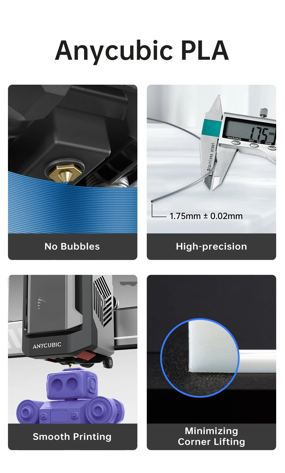 ANYCUBIC 10KG Refill PLA Filament 3D Printer 1.75mm Spooless Plastic Rubber Filament Material For FDM 3D Printer for Kobra 3 S1C