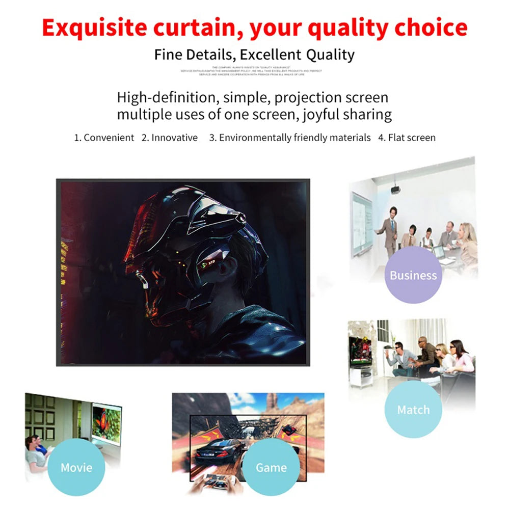 60 72 84 100 120 150 inch Projector Curtain 16:9 Home Office KTV Display Screen