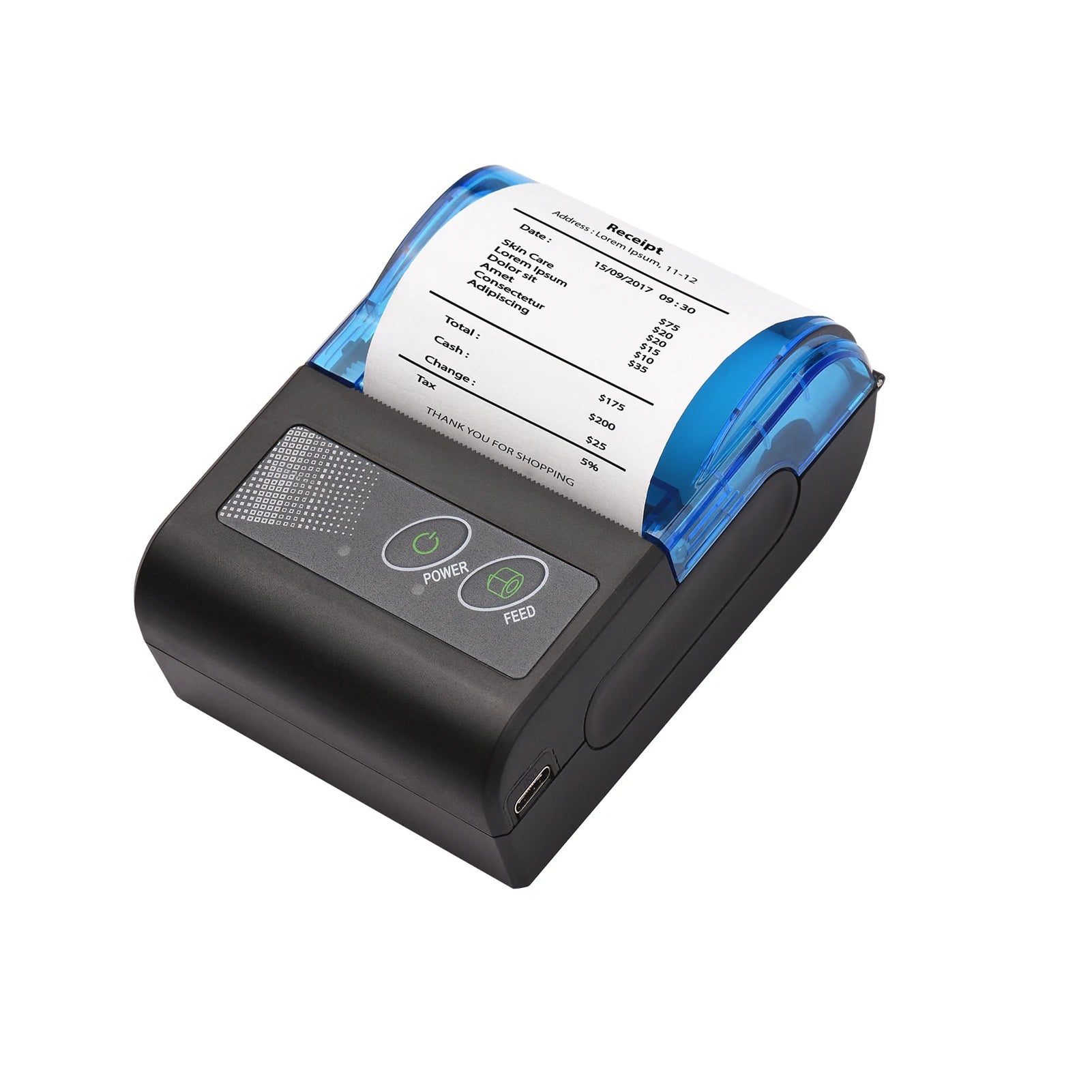 Bisofice Portable Mini Thermal Printer 2 Inch Wireless USB Receipt Bill Ticket Printer with 58mm Print Paper  for Restaurant
