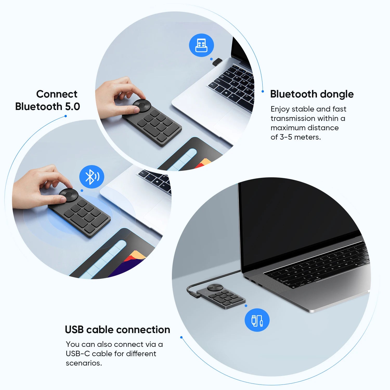 XPPen ACK05 Portable Wireless Shortcut Remote with 10 Custom Keys 1 Physical Dial 1000mAh Battery Support Bluetooth Connection