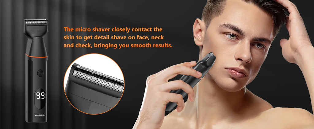 MAXGROOM 4 In 1 Body Hair Shaver Kits for Men Nose/Beard Hair Trimmer Electric  IPX6 Waterproof Groin Pubic Hair Shaver for Man