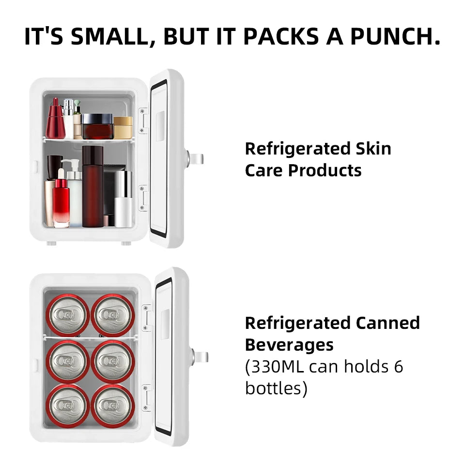 Portable 4L Mini Beauty Fridge Car & Home Dual Use Cooling Heating Refrigerator Skincare Cosmetics Makeup Face Fridge for Travel