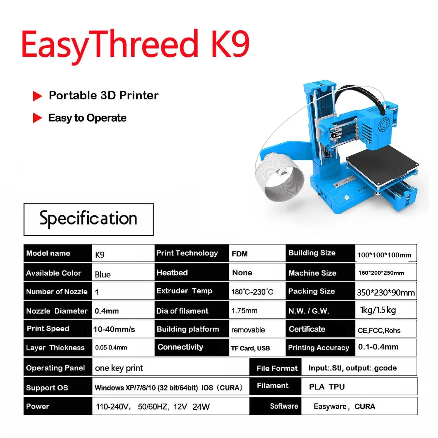 Mini 3D Printer High Precision Silent Printing Compact Desktop Easy Operation for PLA Consumables One Key Printing for Beginners