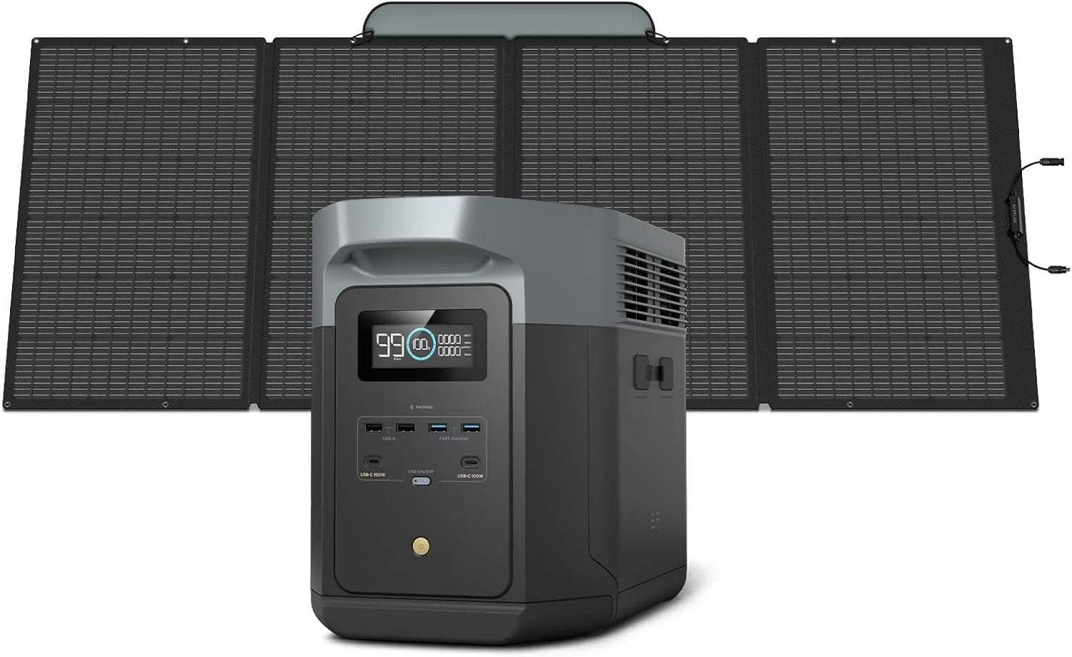 ECOFLOW Portable Power Station DELTA 2 Max, 1900Wh Solar Powered Generator, 2400W LFP Solar Generator, Full Charge in 1 Hr