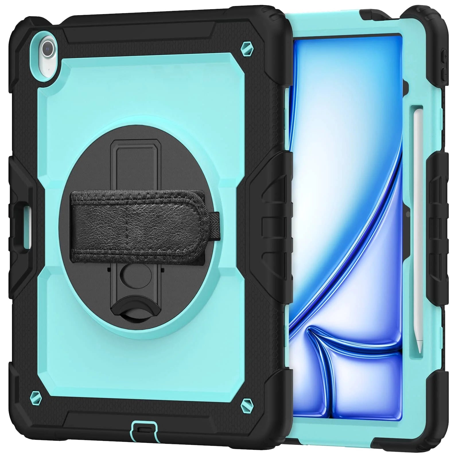 For iPad (A16) 11th Air 11 Air 13 M3  (2025) - Heavy Duty Protective Cover with Screen Protector, Shoulder Strap & Pencil Holder