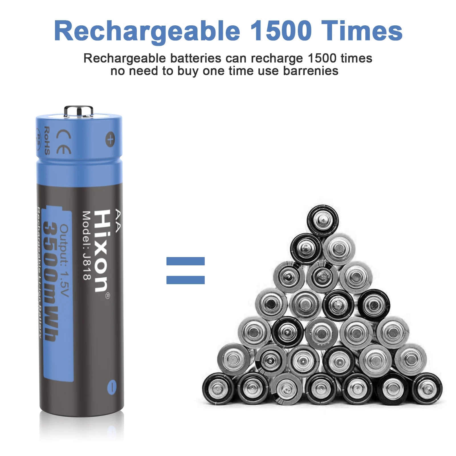 Hixon aa 1.5V Li-ion Rechargeable Battery 3500mWh 1.5V Lithium AA Rechargeable Batteries 1.5v AA Battery For Remote Control Toy