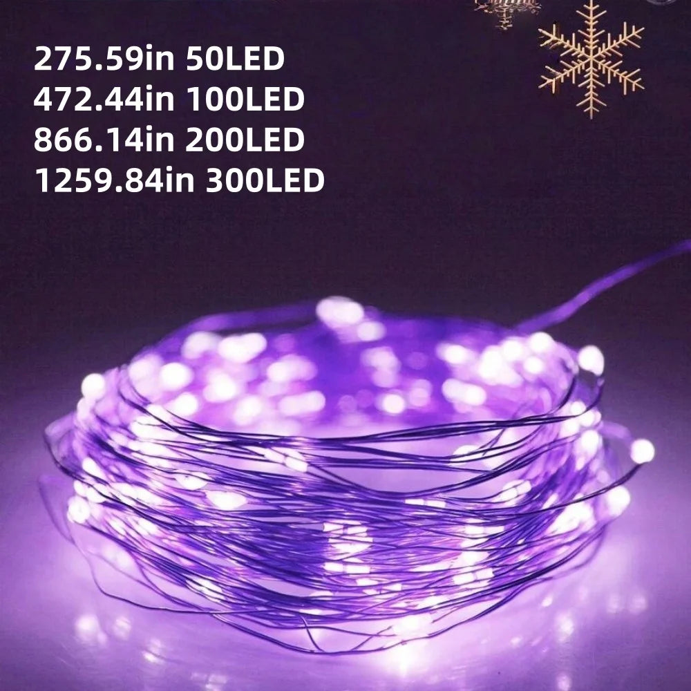 1PC 7M/12M/22M/32M Copper Wire Fairy Light String,Solar-powered,8 Lighting Modes,Used for Wedding,Indoor,Festival,Bedroom,Party