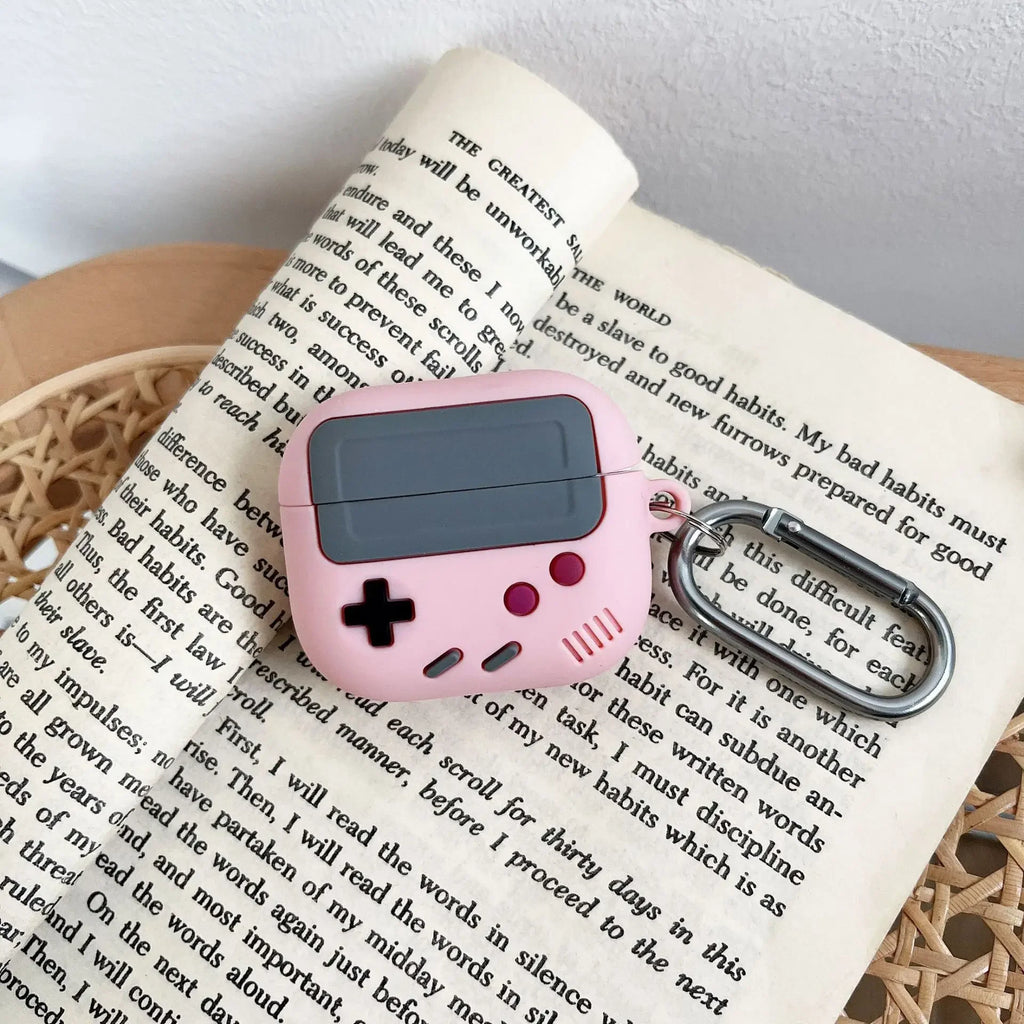 Fashion Retro Game Earphone Case for Airpods 1 2 Pro 3D Gameboy Silicone Headphone Cover For Airpods Pro2 Air pods 3 With Hook
