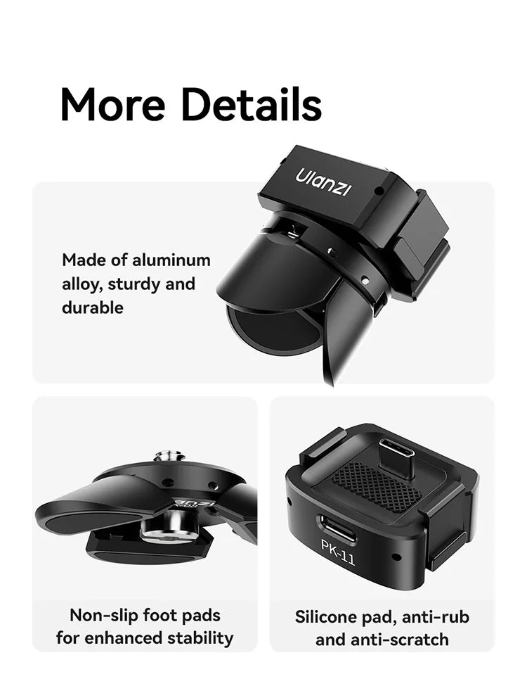 Ulanzi PK-08 PK-11 Mini Tripod Charging Base for DJI Osmo Pocket3  3 4 4P Type-C Port Kit Arri Locating Base Action Camera Tool
