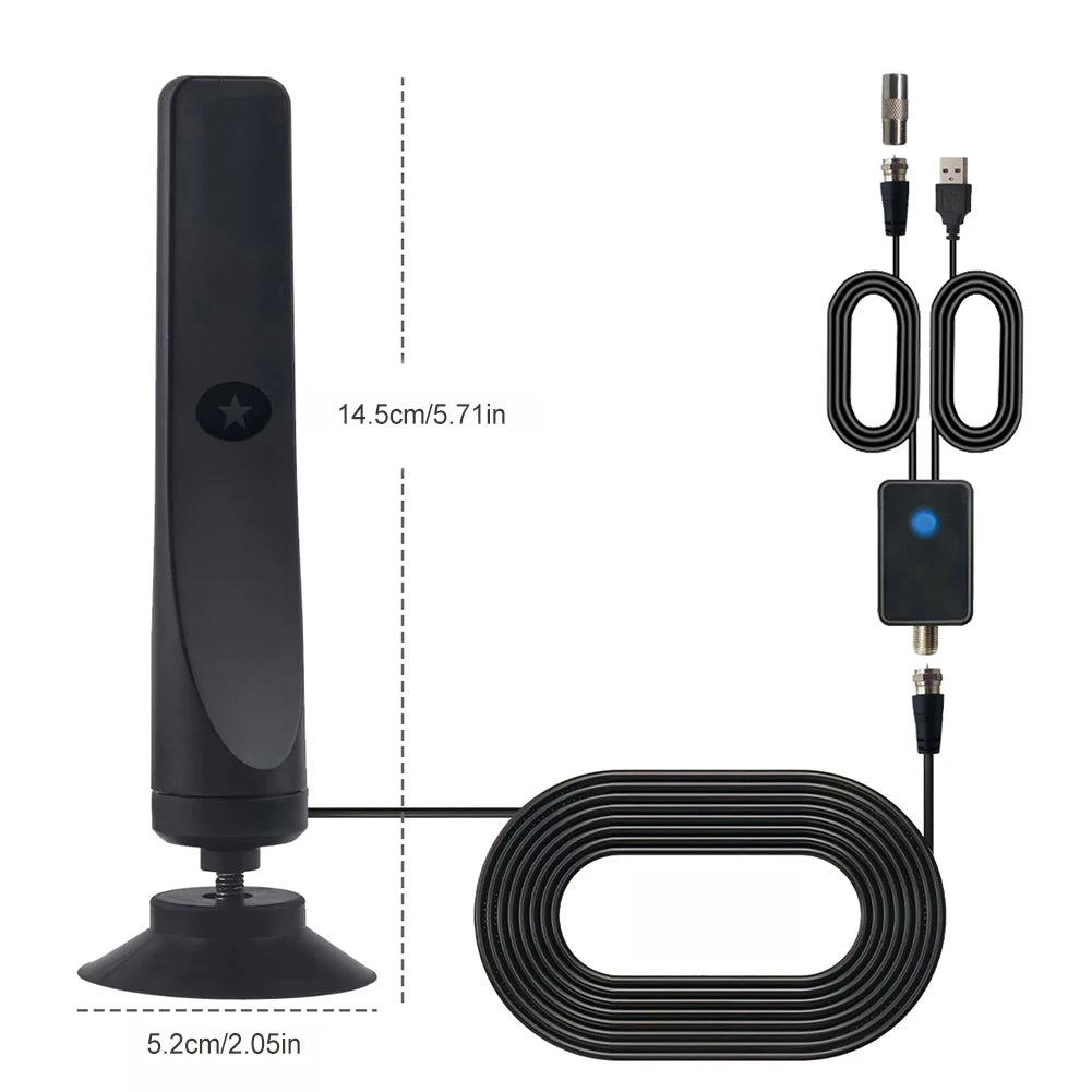 TV Digital Antenna Support 4K 1080P Portable Antenna 50 Miles Range Suction Cup TV Antenna 25DBI Plug Play for Smart Digital TV