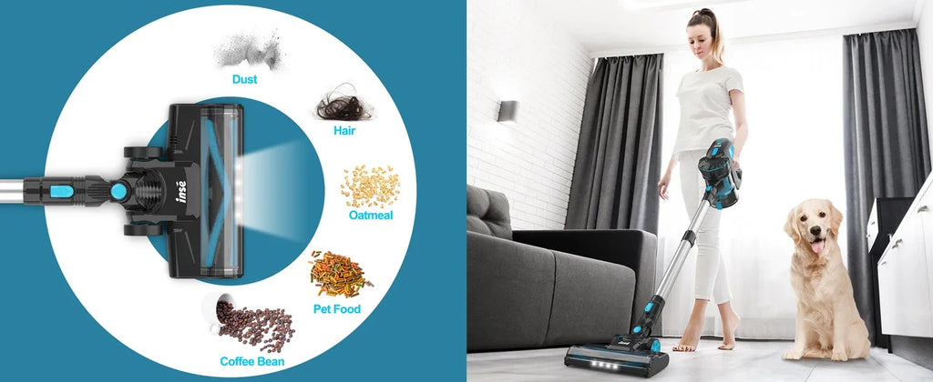 INSE V770 Cordless Handheld Vacuum Cleaner 6-in-1 20KPa Powerful Lightweight Stick Vacuum Flexible LED Headlights for Carpet Bed
