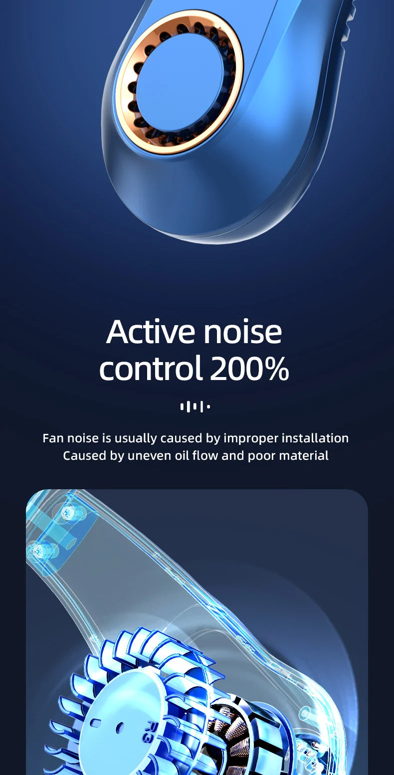 3000mA Portable Mini Hanging Neck Fan Bladeless Neckband Fan Digital Display Power Air Cooler USB Rechargeable Electric Fans