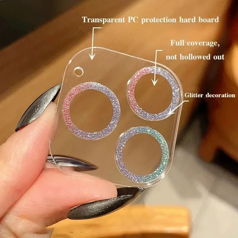 Bling Glitter Diamond Clear Camera Lens Protector Case for IPhone 15 14 13 12 11 16 Pro Max Mini Plus 16Pro 15Pro 16Promax Cover